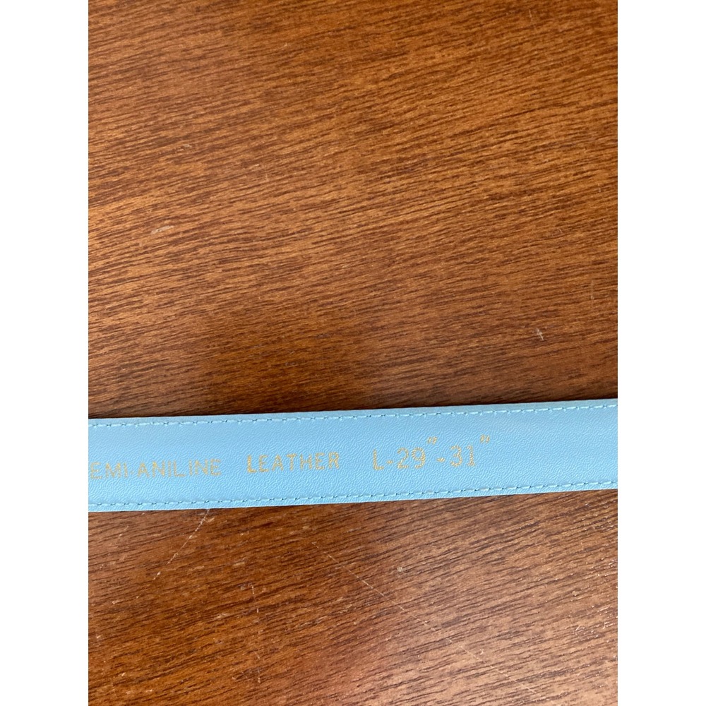 Beacon Hill Sky Blue Semi-Aniline Leather Skinny Belt Silver Western Buckle L - Picture 8 of 13